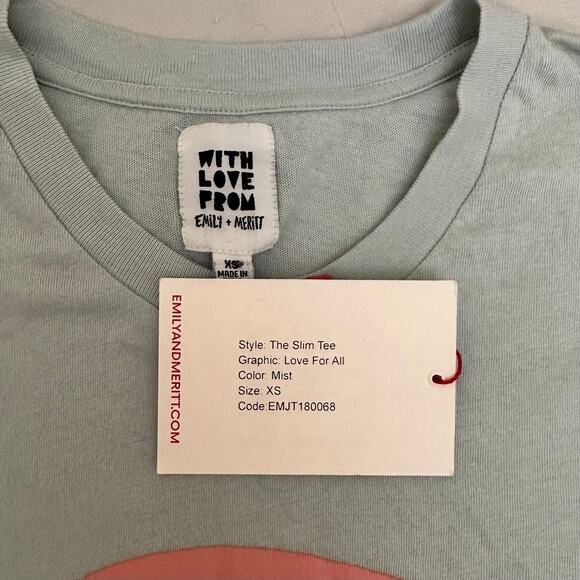 With Love From Emily + Meritt The Slim Tee Love For All Size XS Mist Blue - Picture 5 of 10